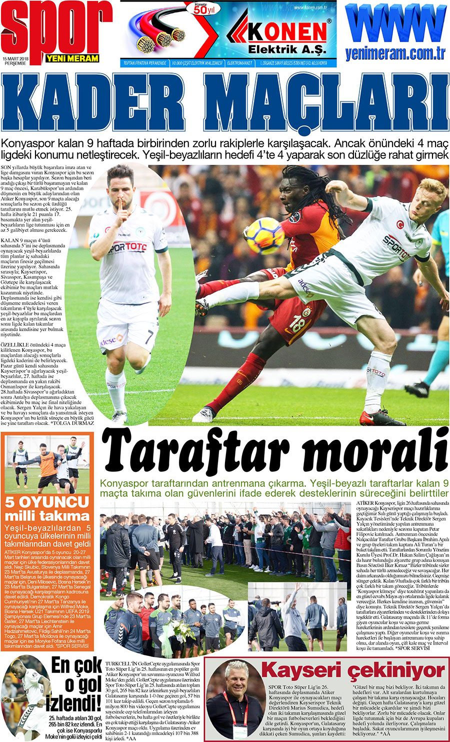 15 Mart 2018 Yeni Meram Gazetesi