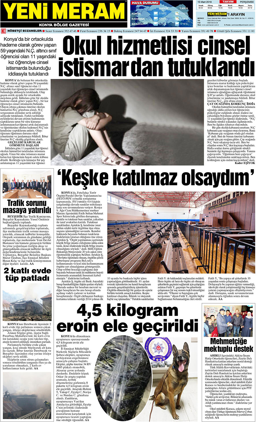 15 Mart 2018 Yeni Meram Gazetesi