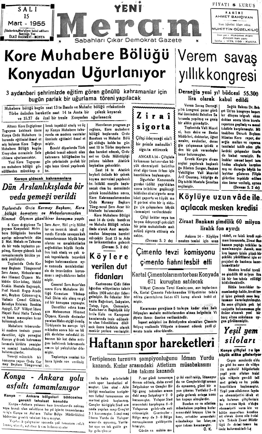 15 Mart 2018 Yeni Meram Gazetesi