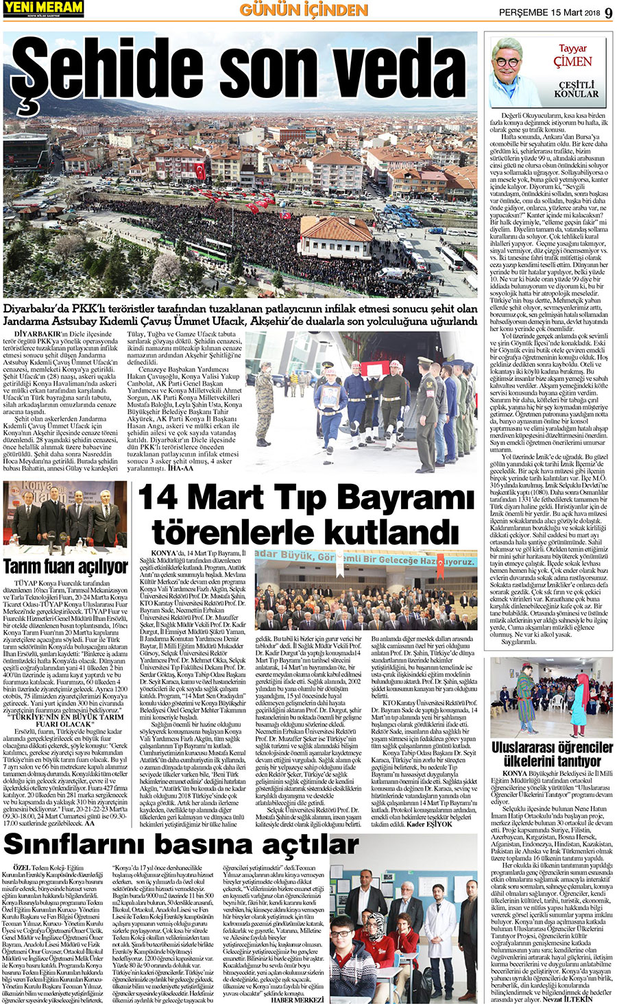 15 Mart 2018 Yeni Meram Gazetesi