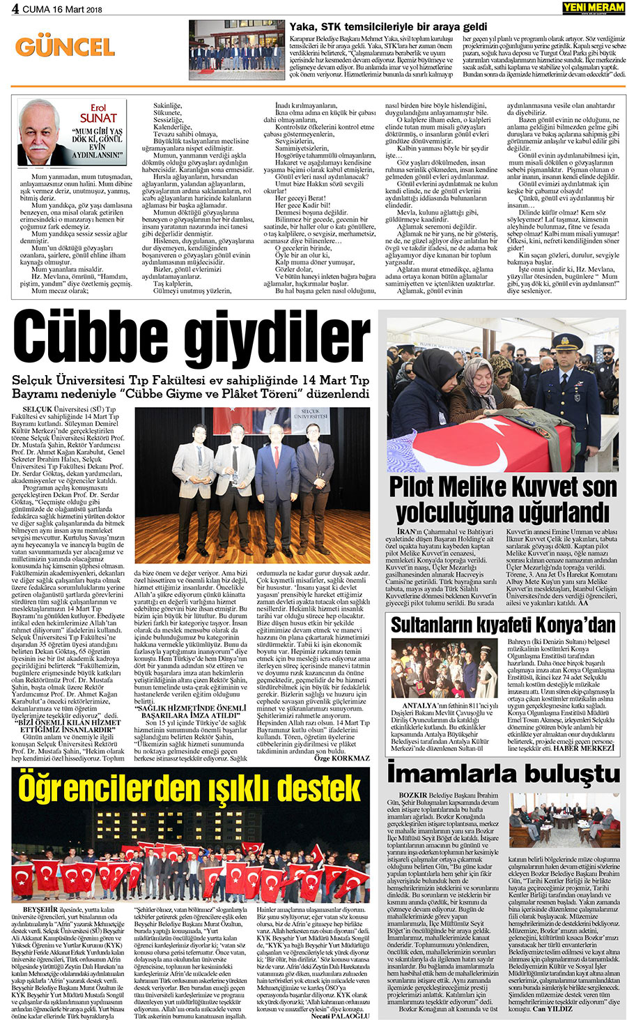 16 Mart 2018 Yeni Meram Gazetesi