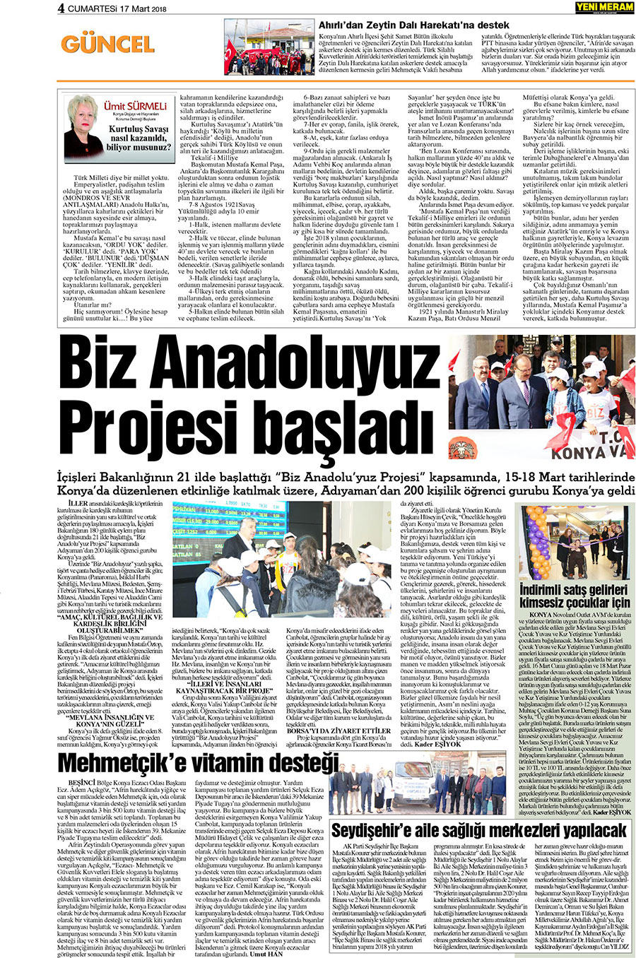 17 Mart 2018 Yeni Meram Gazetesi