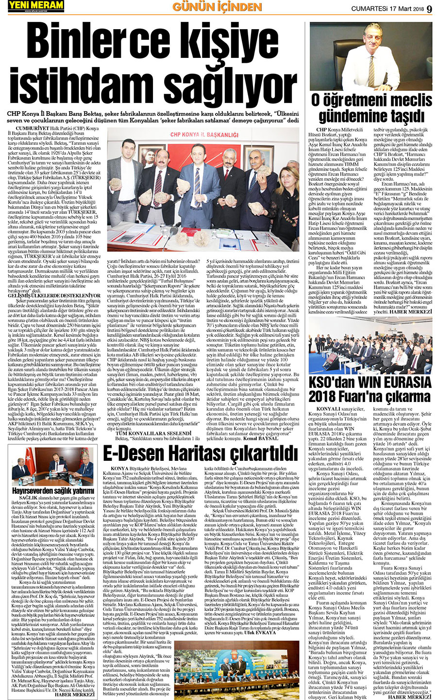 17 Mart 2018 Yeni Meram Gazetesi