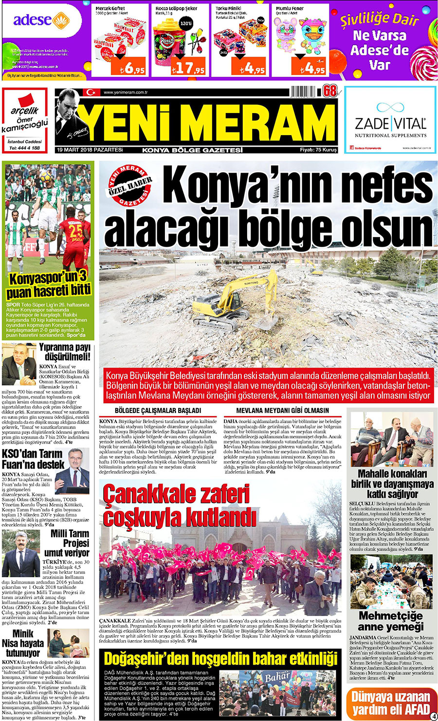 19 Mart 2018 Yeni Meram Gazetesi