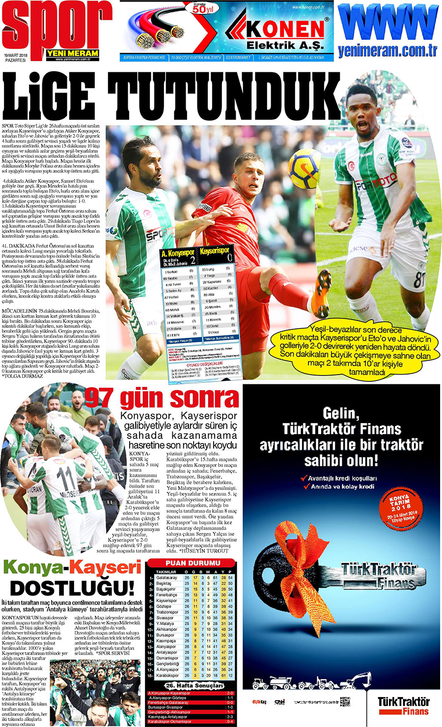 19 Mart 2018 Yeni Meram Gazetesi