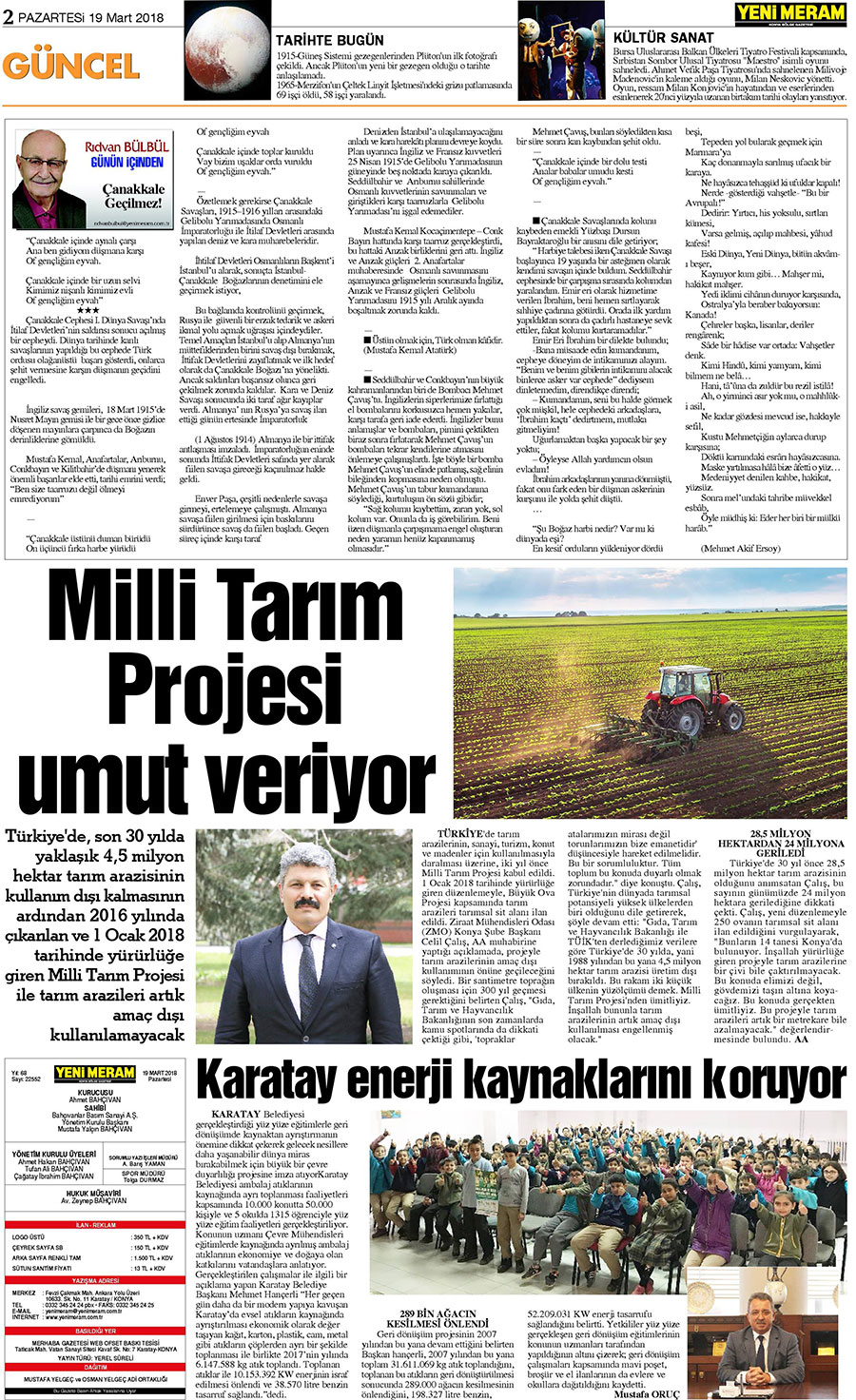 19 Mart 2018 Yeni Meram Gazetesi