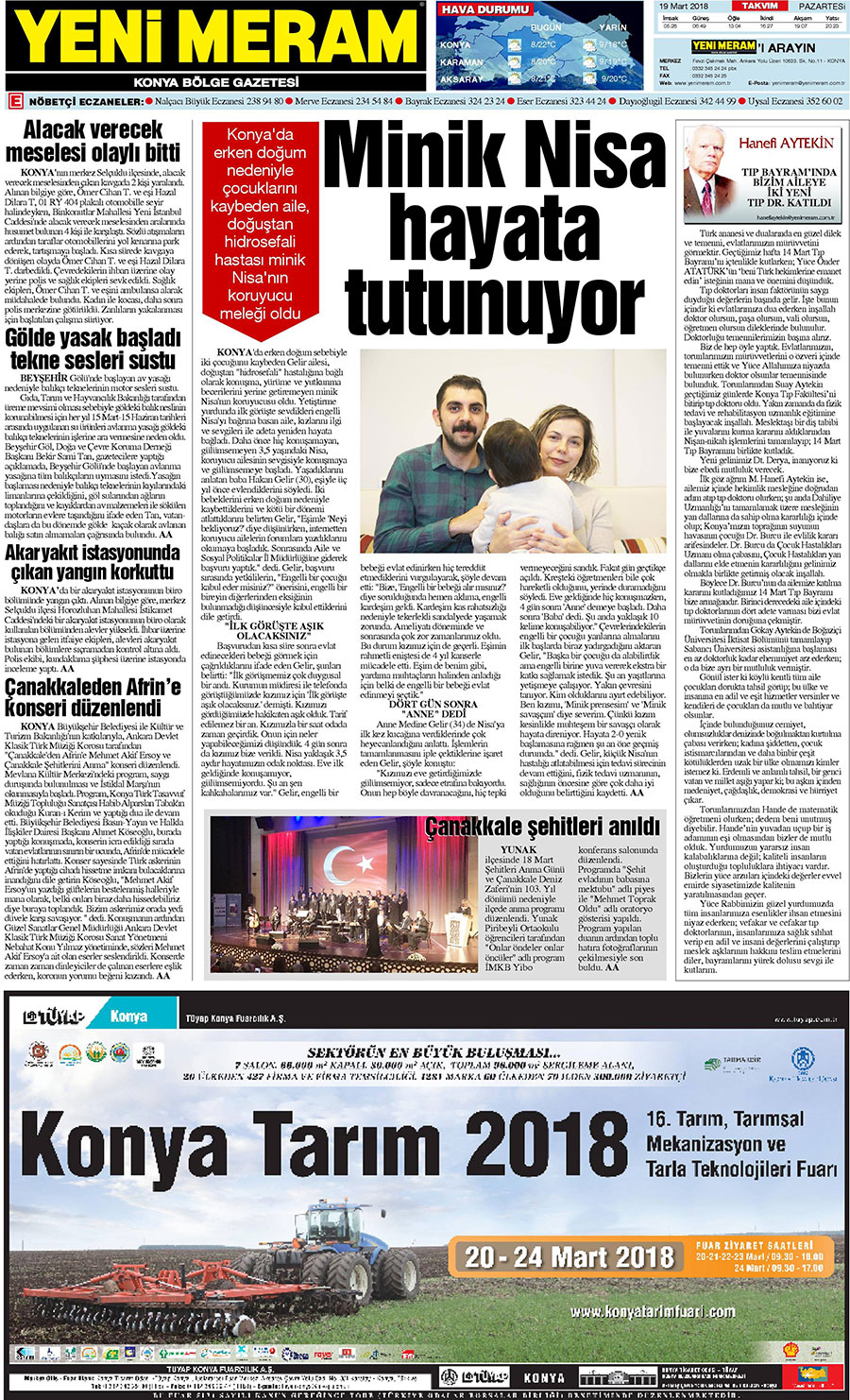 19 Mart 2018 Yeni Meram Gazetesi