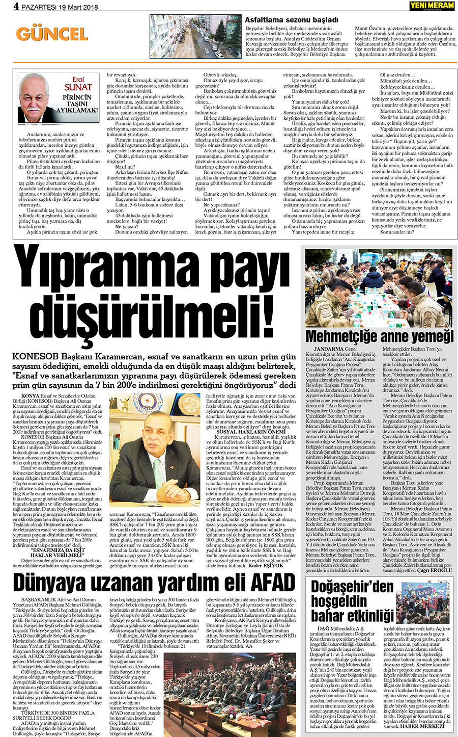 19 Mart 2018 Yeni Meram Gazetesi