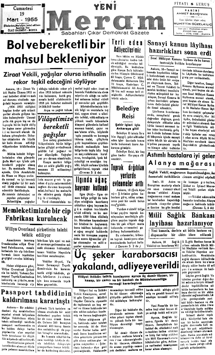 19 Mart 2018 Yeni Meram Gazetesi