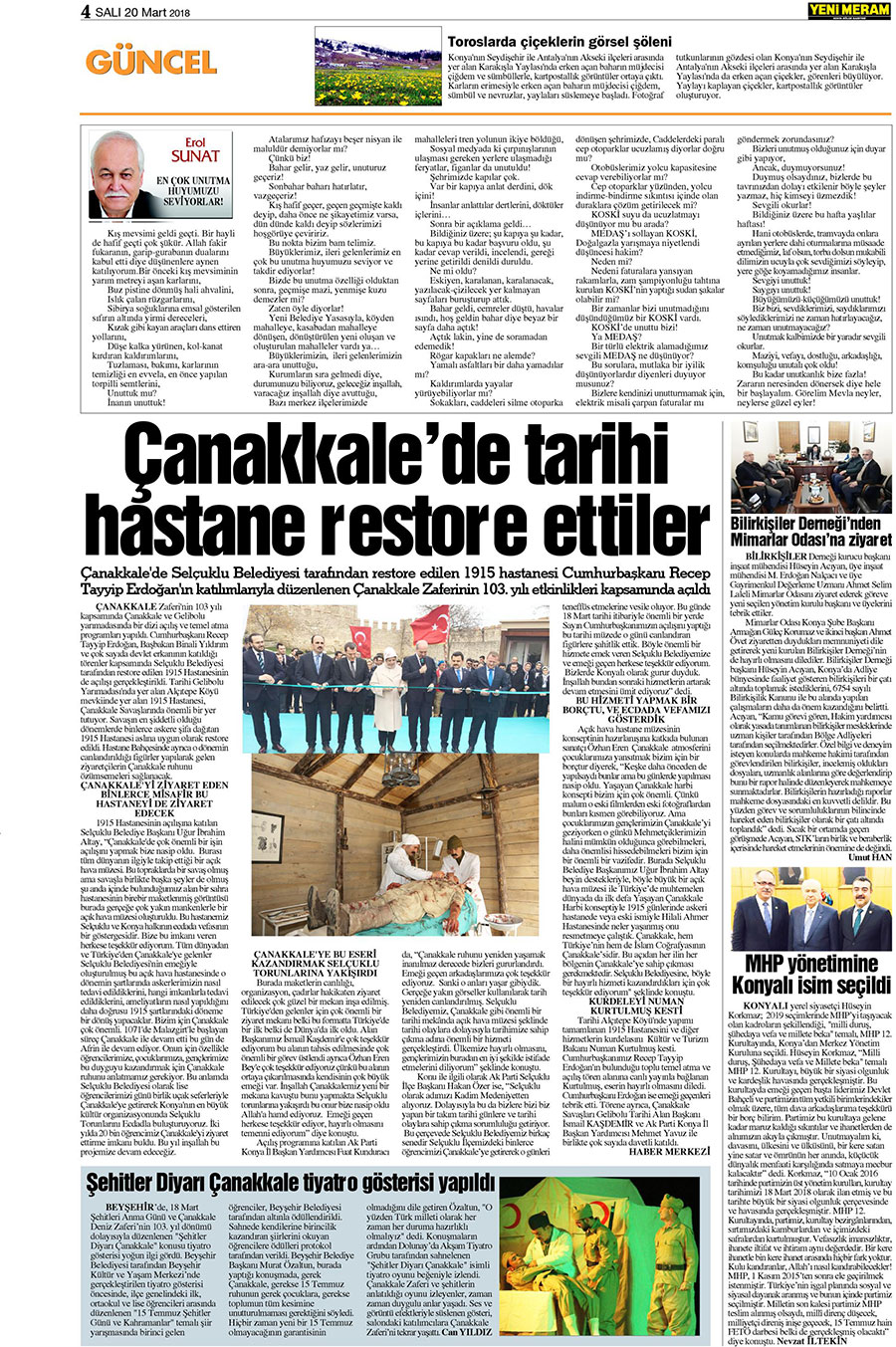 20 Mart 2018 Yeni Meram Gazetesi