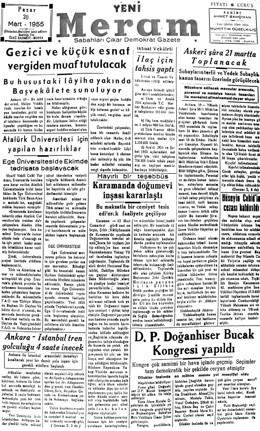 20 Mart 2018 Yeni Meram Gazetesi