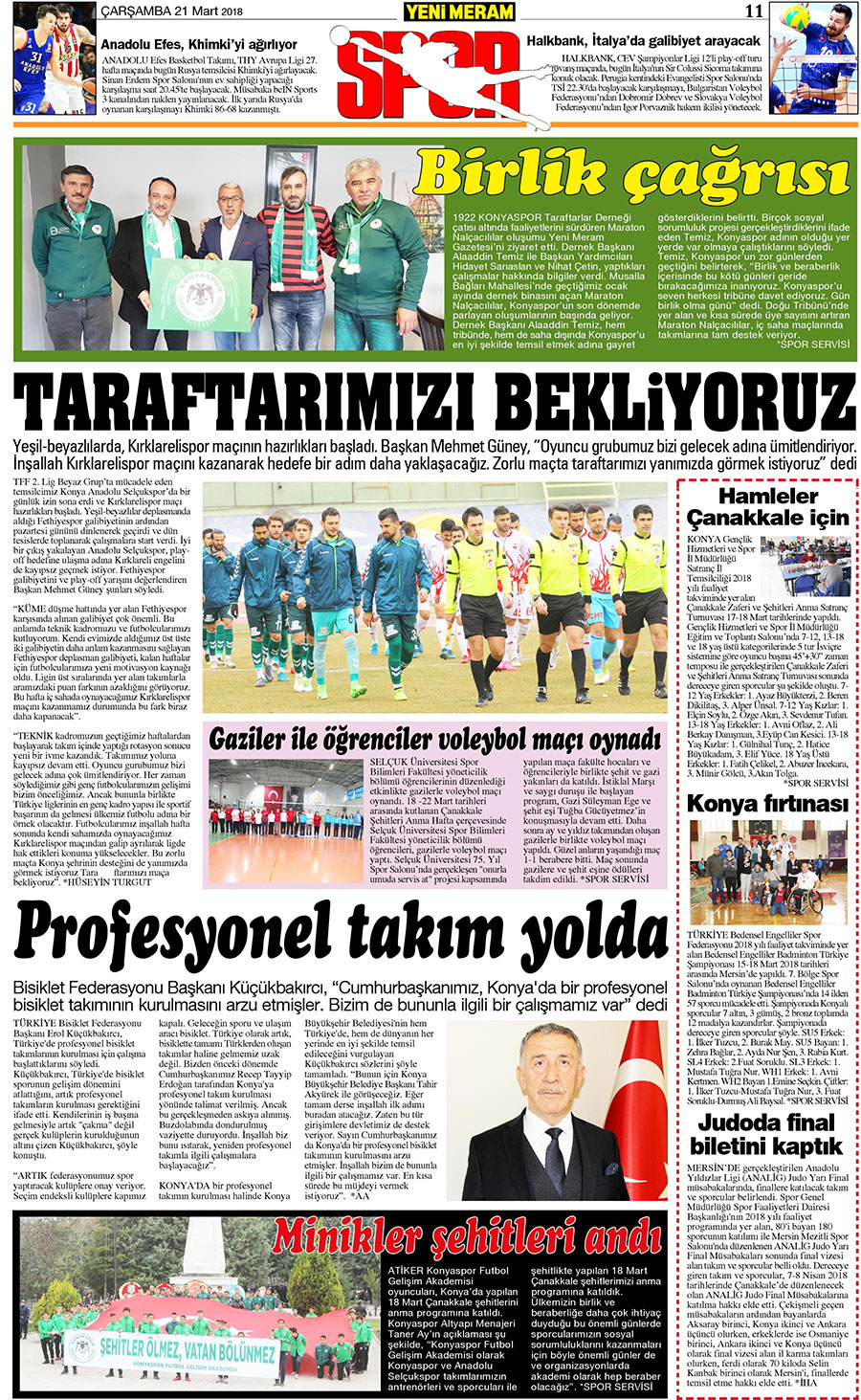 21 Mart 2018 Yeni Meram Gazetesi