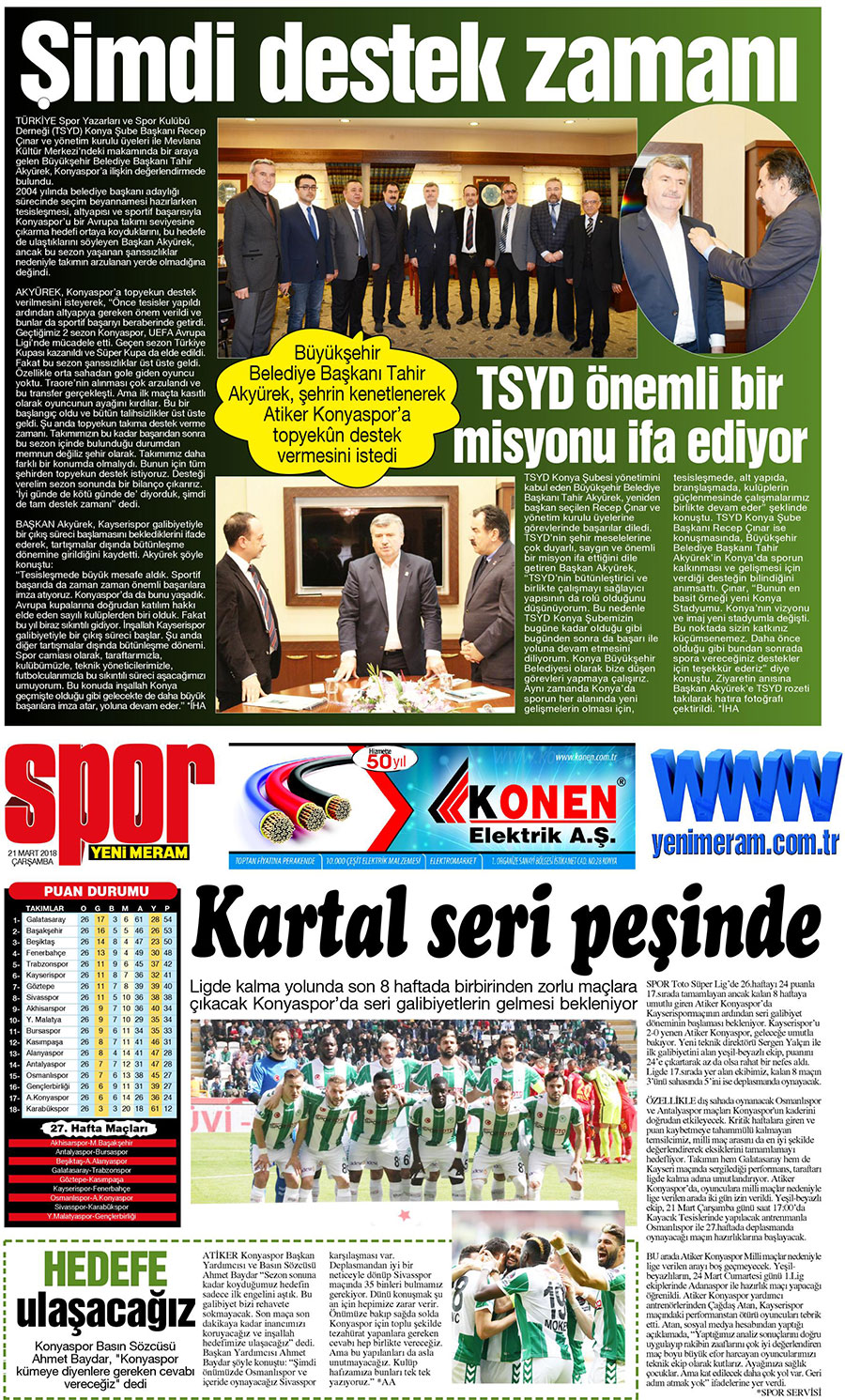 21 Mart 2018 Yeni Meram Gazetesi