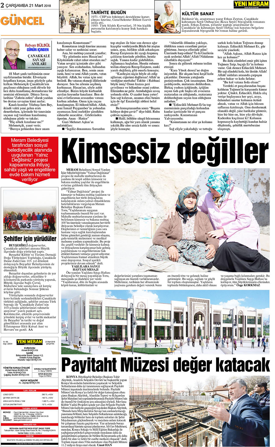 21 Mart 2018 Yeni Meram Gazetesi