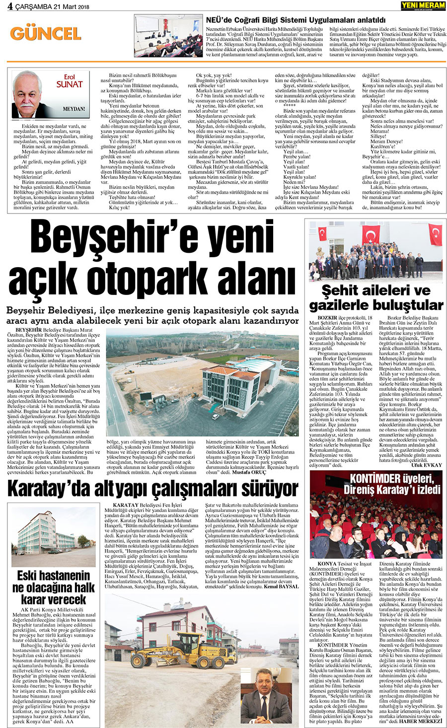 21 Mart 2018 Yeni Meram Gazetesi