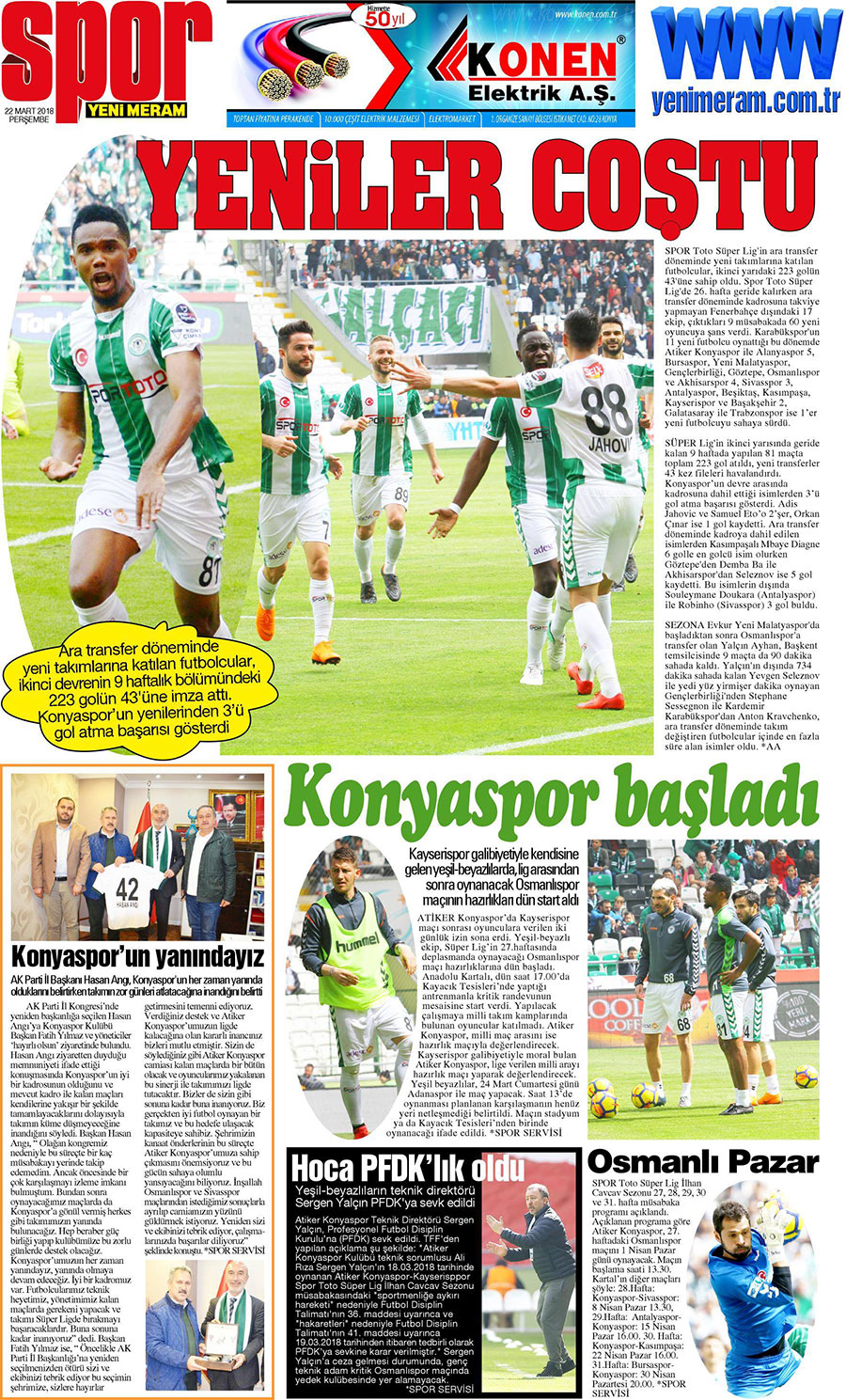 22 Mart 2018 Yeni Meram Gazetesi