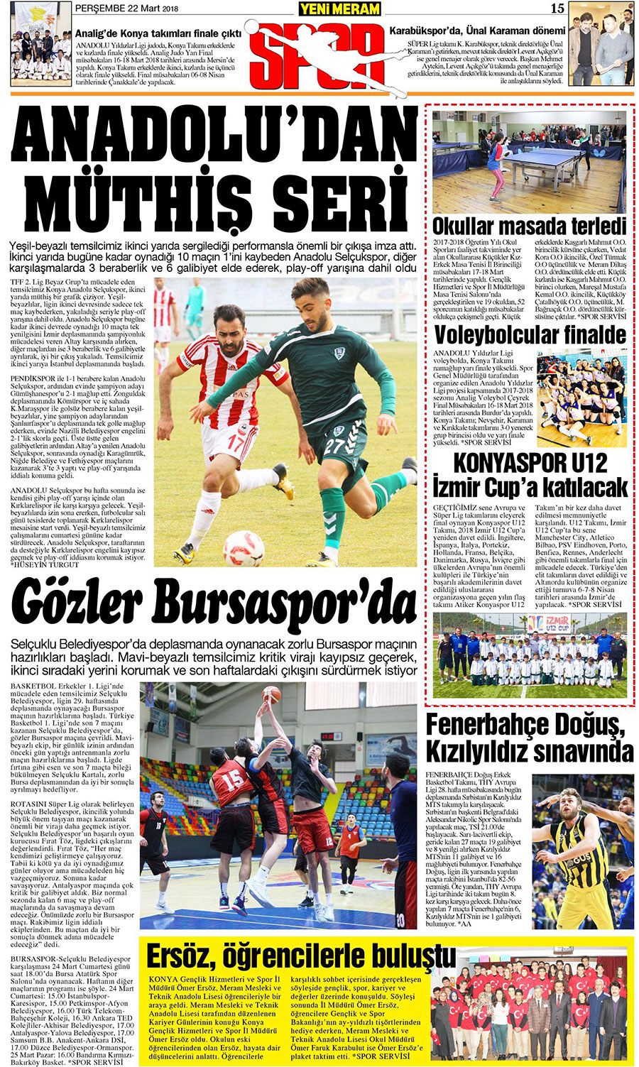 22 Mart 2018 Yeni Meram Gazetesi