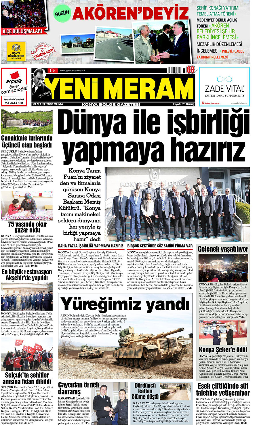 23 Mart 2018 Yeni Meram Gazetesi