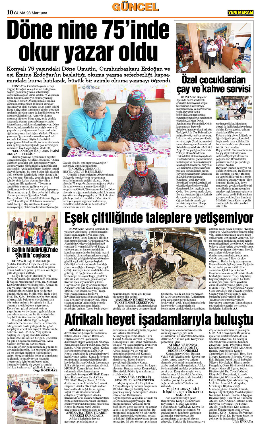 23 Mart 2018 Yeni Meram Gazetesi