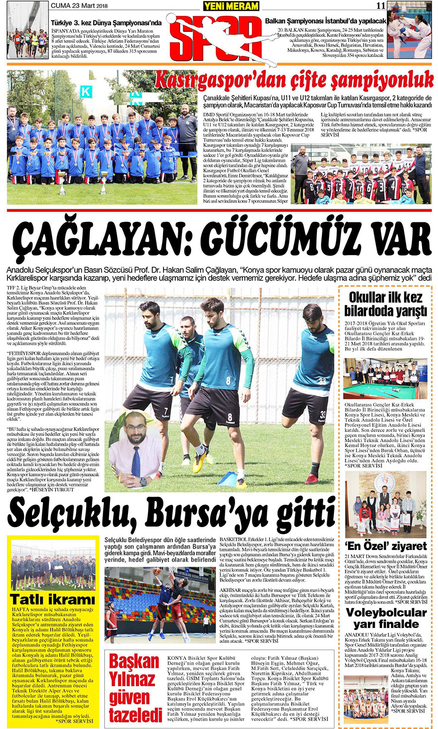 23 Mart 2018 Yeni Meram Gazetesi