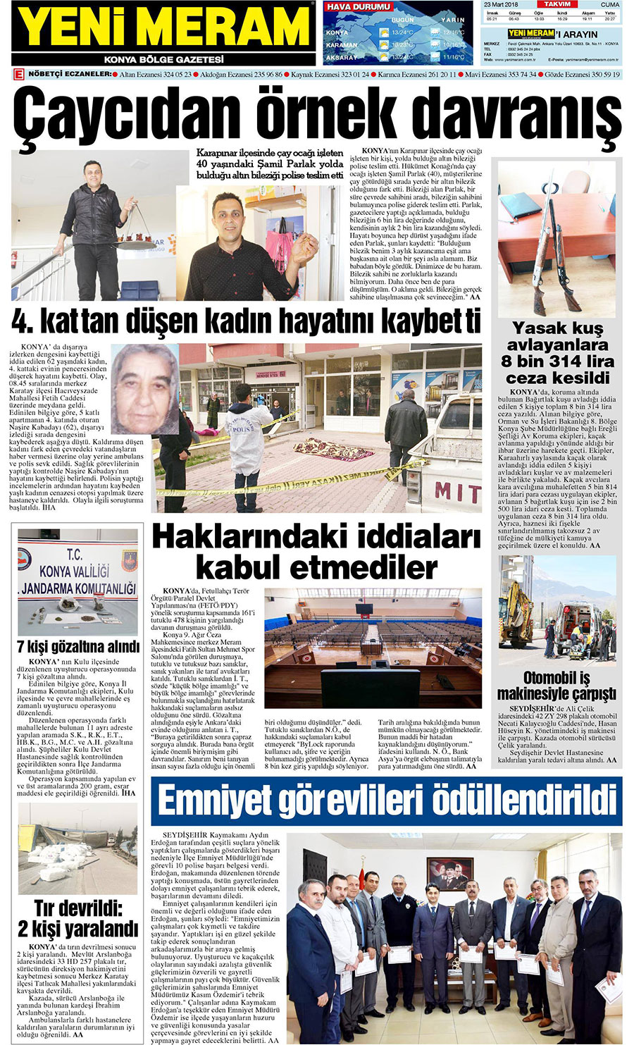 23 Mart 2018 Yeni Meram Gazetesi