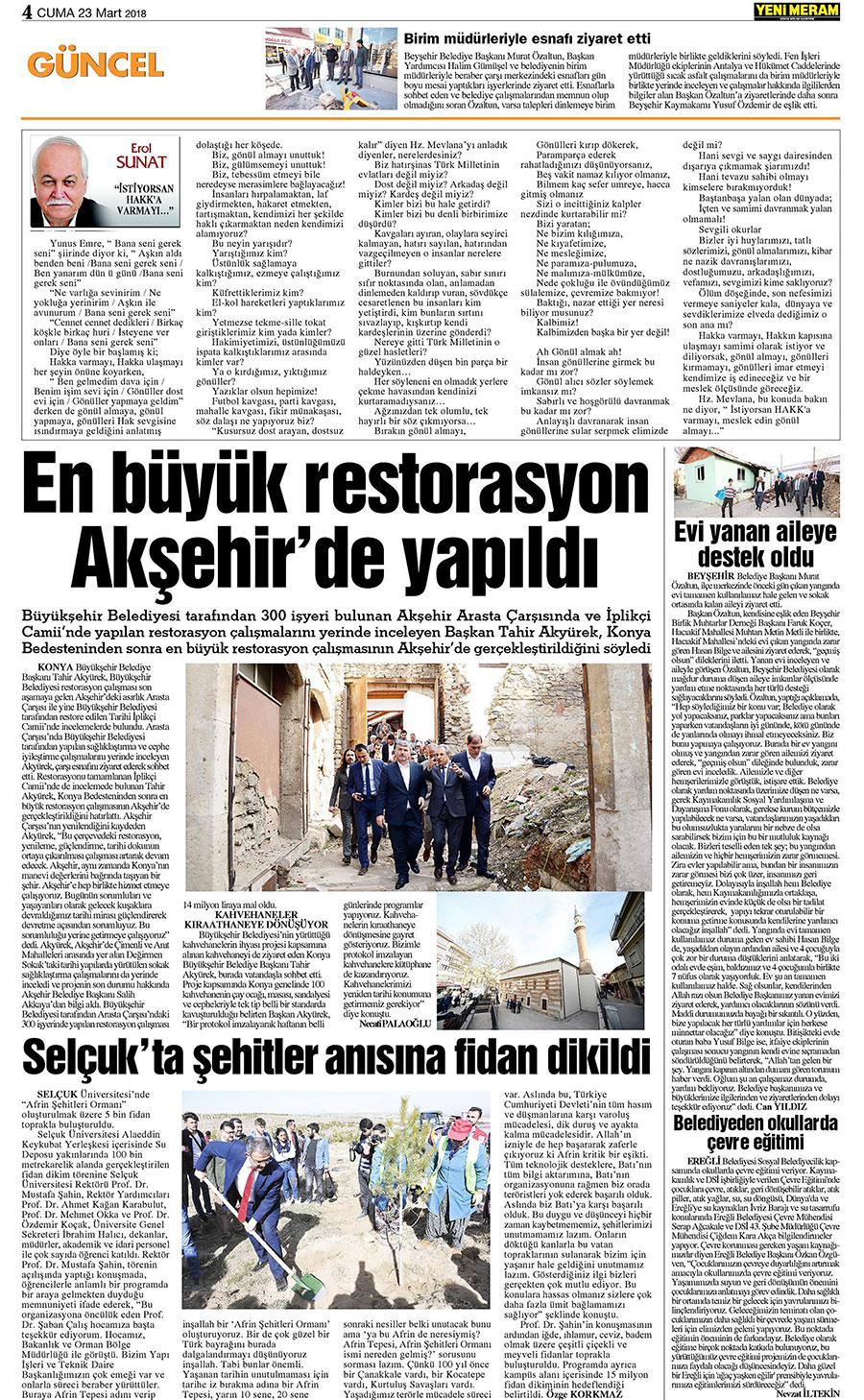 23 Mart 2018 Yeni Meram Gazetesi