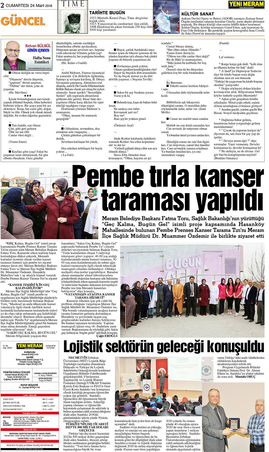 24 Mart 2018 Yeni Meram Gazetesi