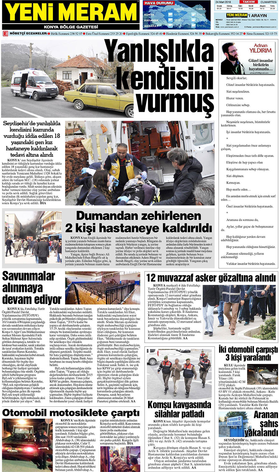 24 Mart 2018 Yeni Meram Gazetesi