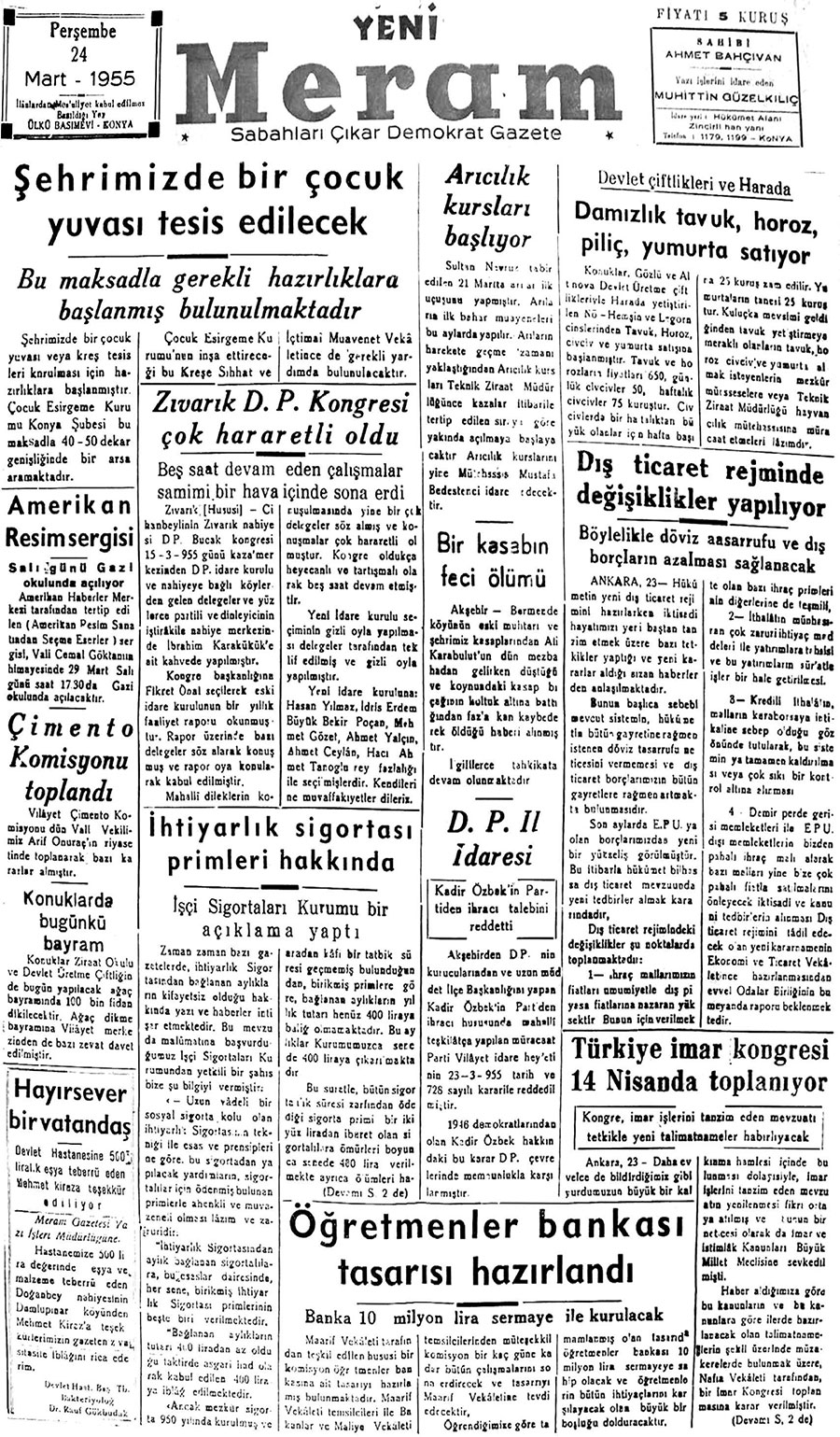 24 Mart 2018 Yeni Meram Gazetesi