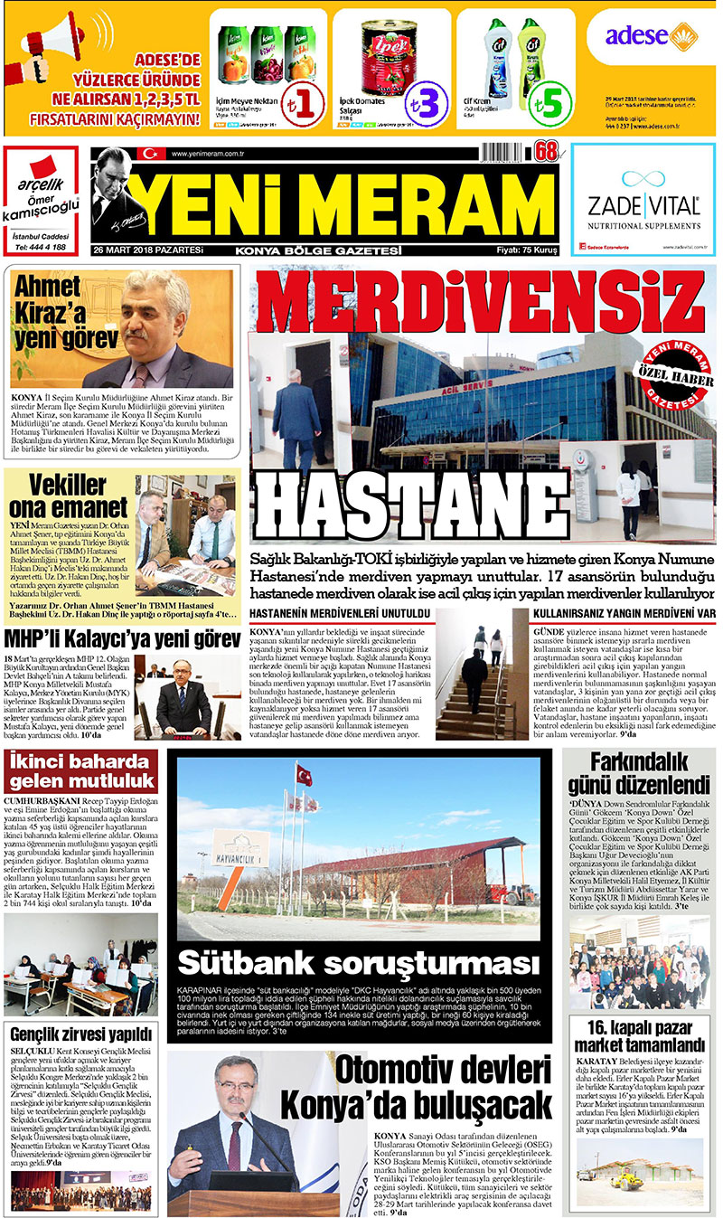 26 Mart 2018 Yeni Meram Gazetesi