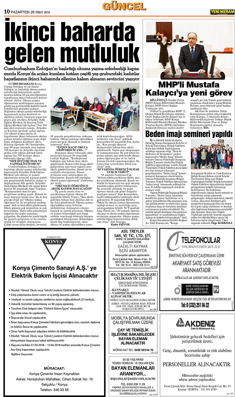 26 Mart 2018 Yeni Meram Gazetesi