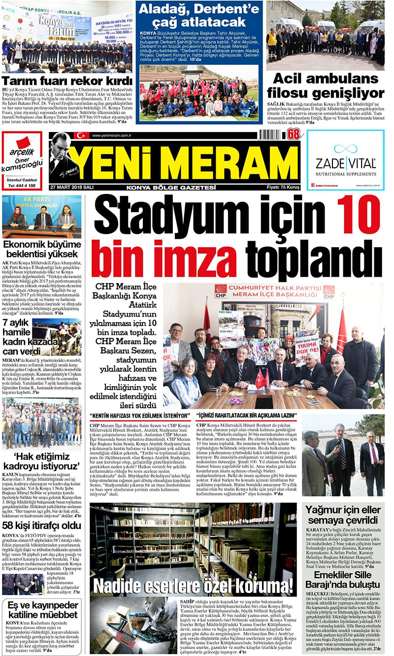 27 Mart 2018 Yeni Meram Gazetesi