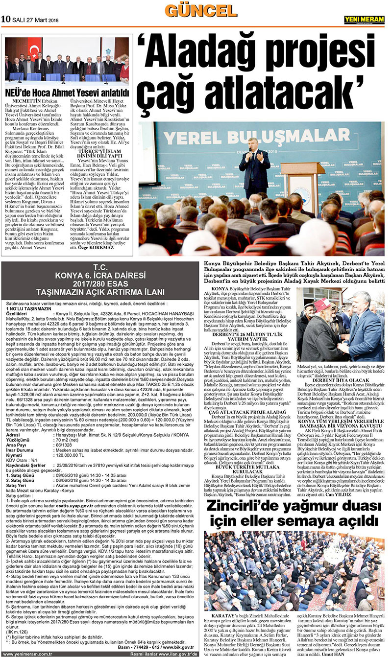 27 Mart 2018 Yeni Meram Gazetesi