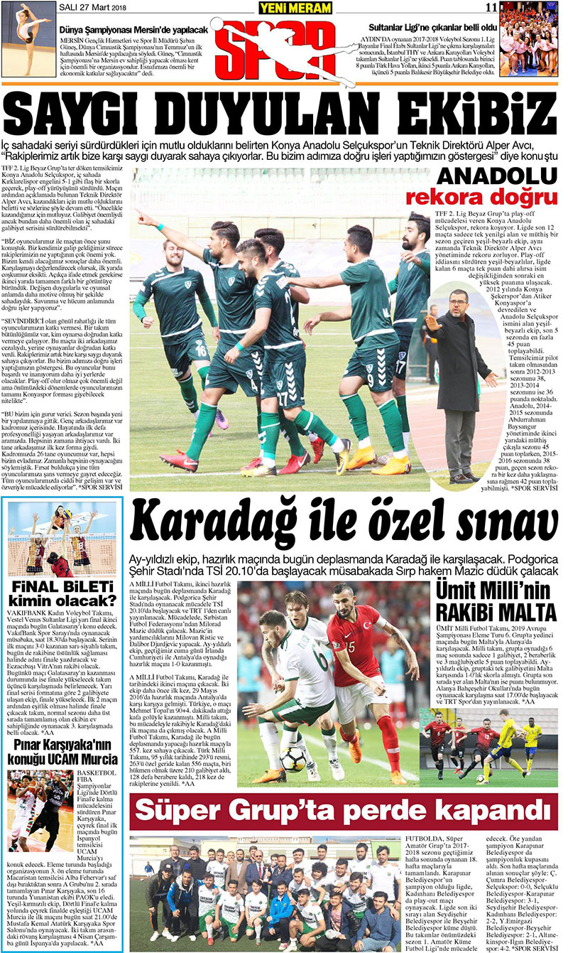 27 Mart 2018 Yeni Meram Gazetesi