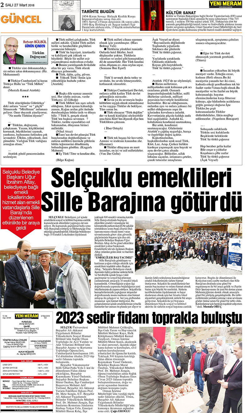 27 Mart 2018 Yeni Meram Gazetesi