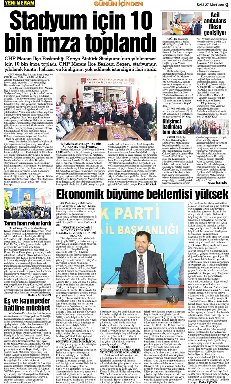 27 Mart 2018 Yeni Meram Gazetesi