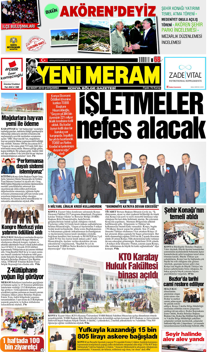 28 Mart 2018 Yeni Meram Gazetesi