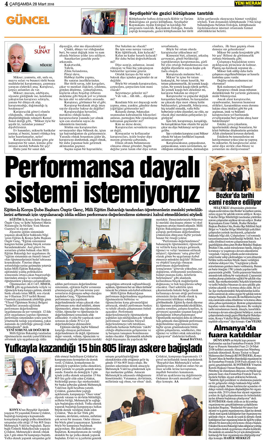 28 Mart 2018 Yeni Meram Gazetesi