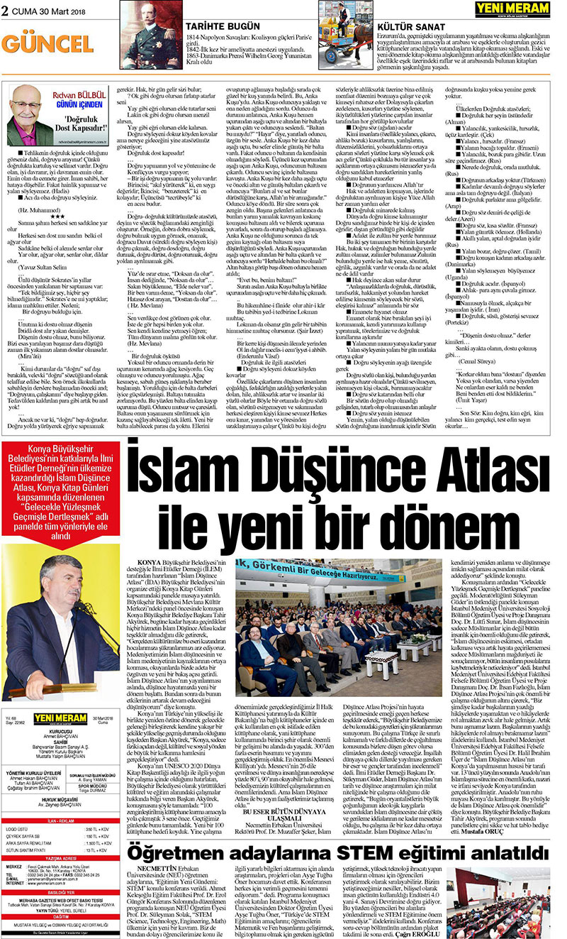 30 Mart 2018 Yeni Meram Gazetesi