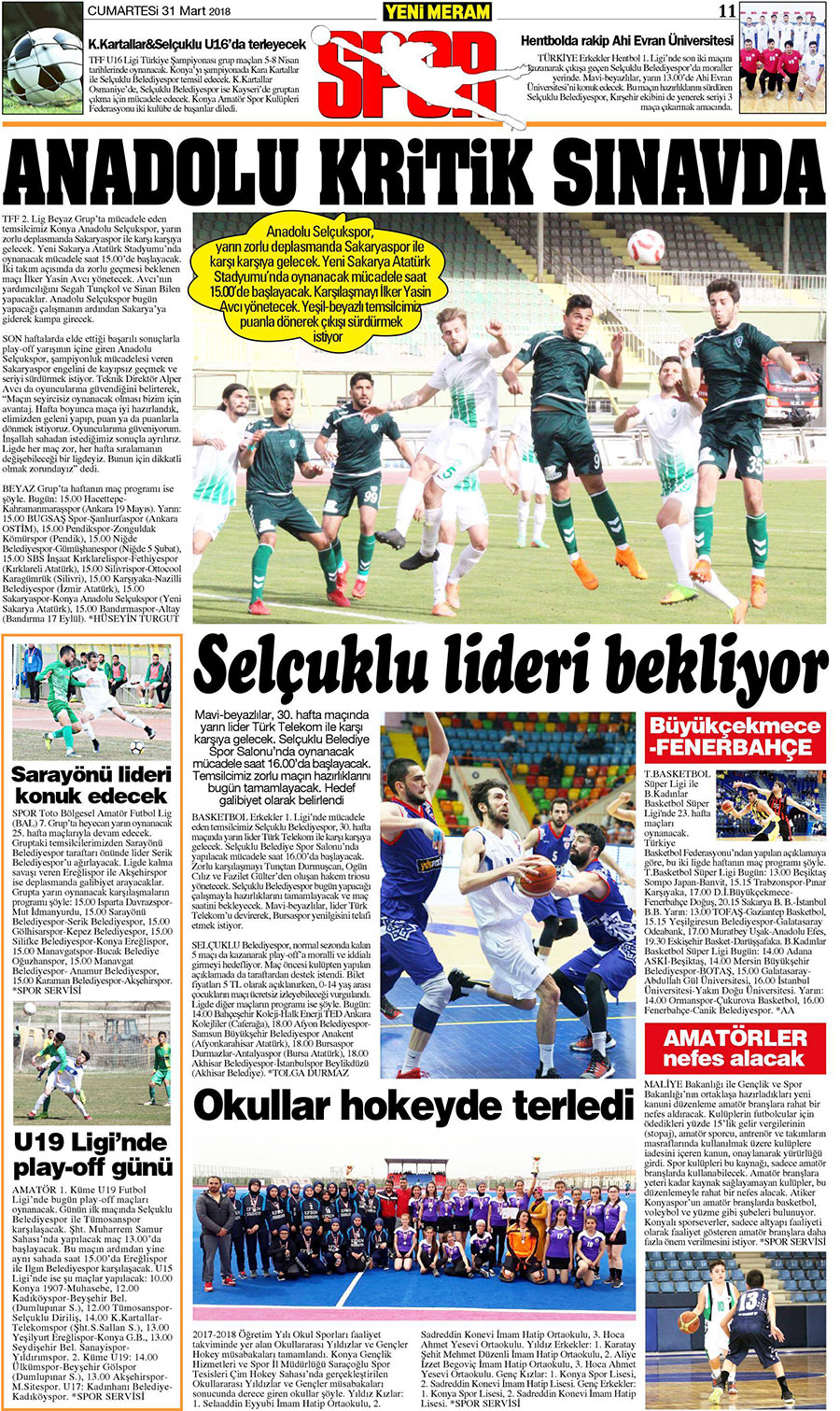 31 Mart 2018 Yeni Meram Gazetesi