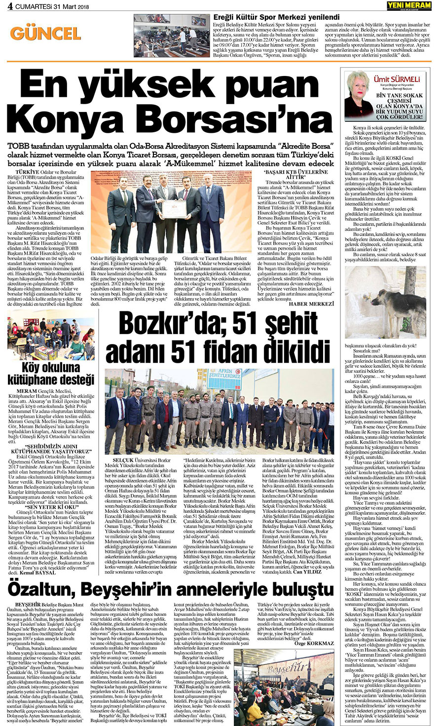 31 Mart 2018 Yeni Meram Gazetesi