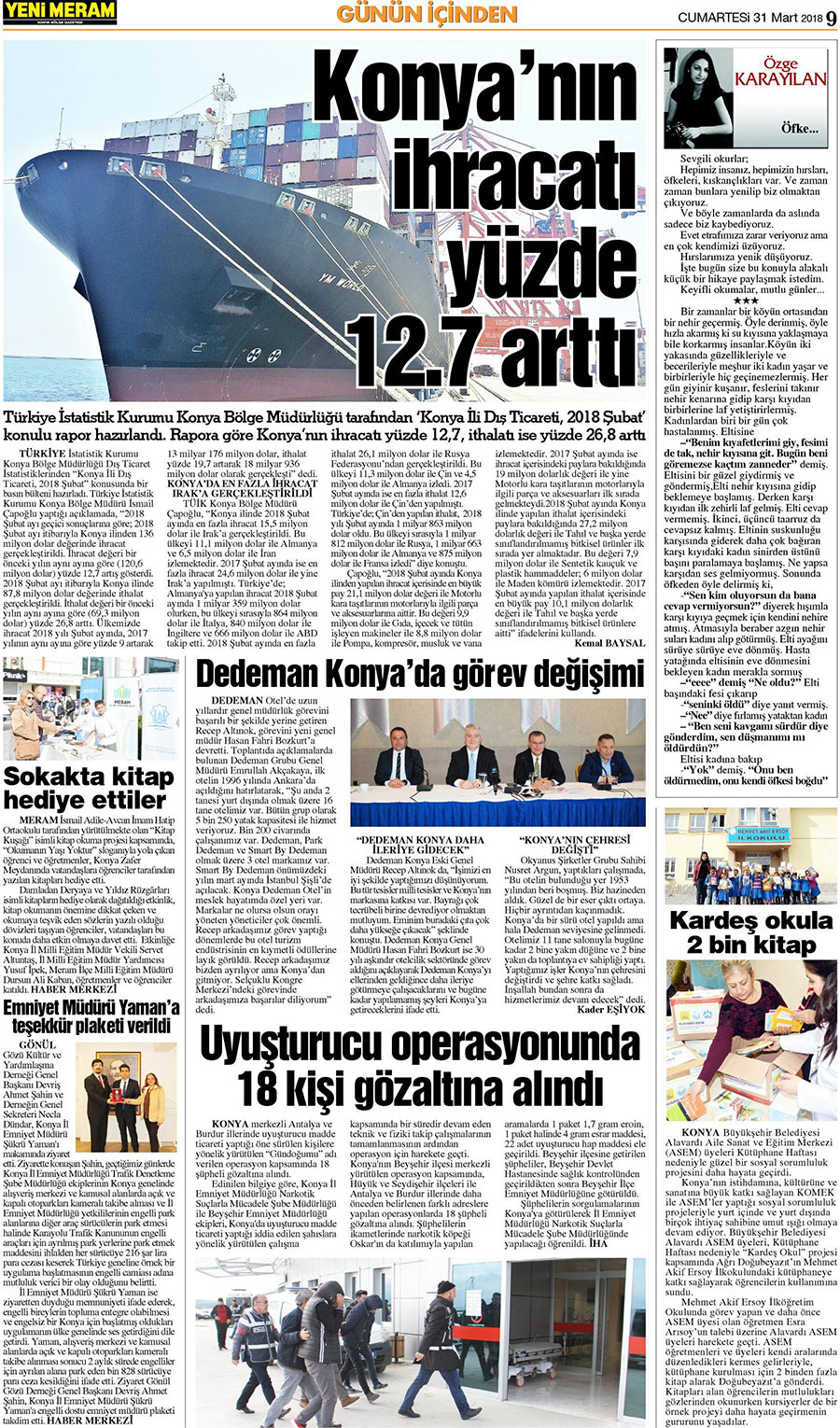 31 Mart 2018 Yeni Meram Gazetesi