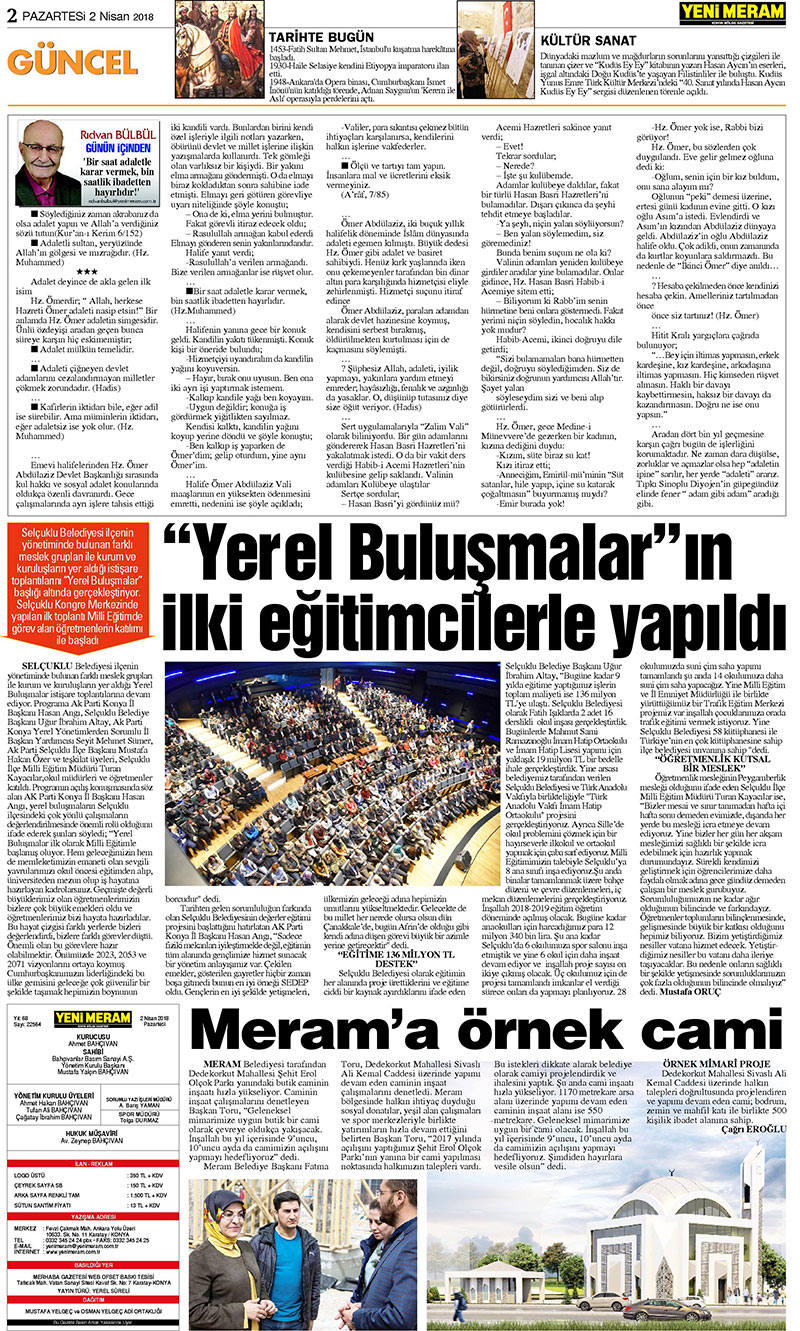 2 Nisan 2018 Yeni Meram Gazetesi