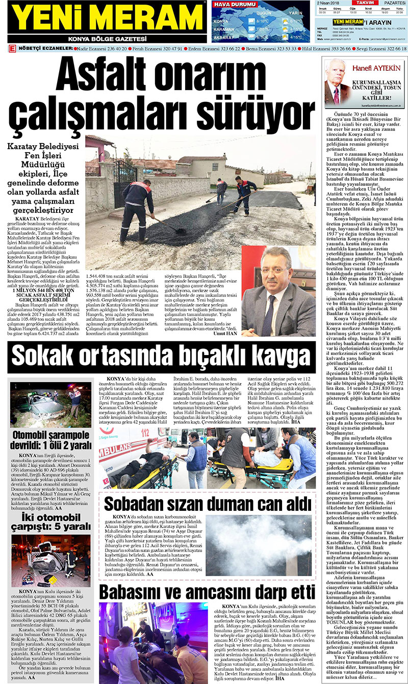 2 Nisan 2018 Yeni Meram Gazetesi