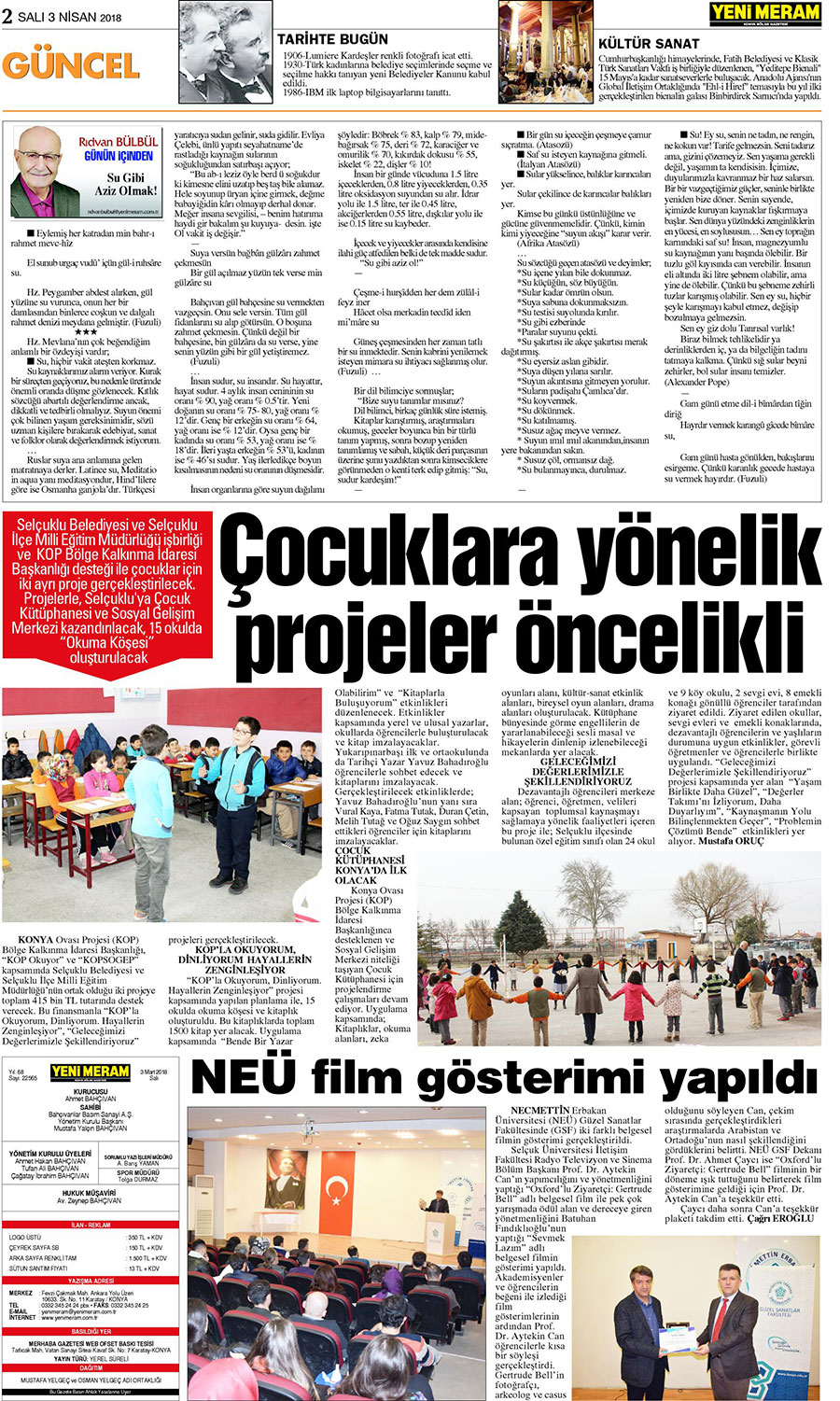 3 Nisan 2018 Yeni Meram Gazetesi