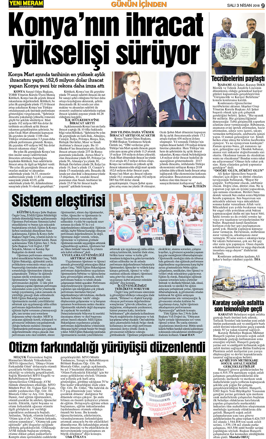 3 Nisan 2018 Yeni Meram Gazetesi