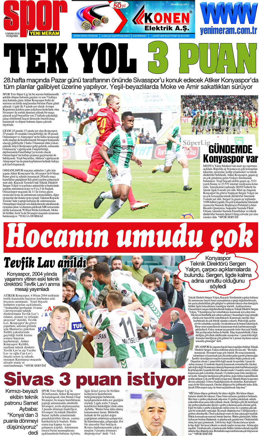 5 Nisan 2018 Yeni Meram Gazetesi