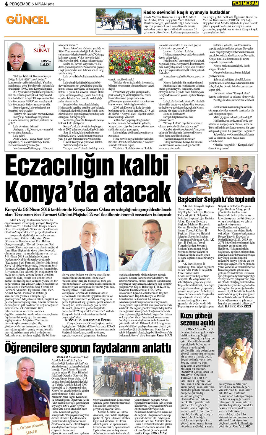 5 Nisan 2018 Yeni Meram Gazetesi