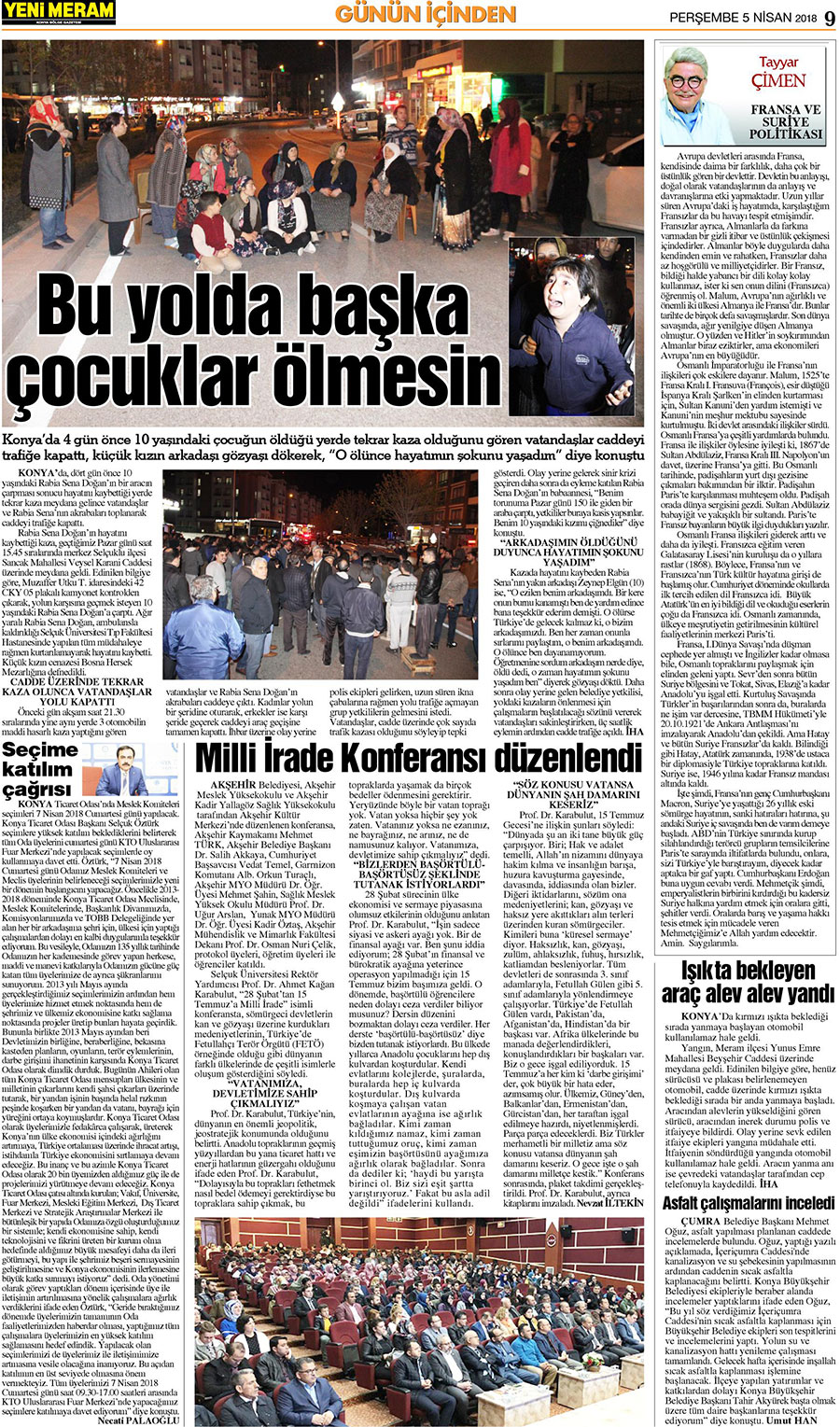 5 Nisan 2018 Yeni Meram Gazetesi