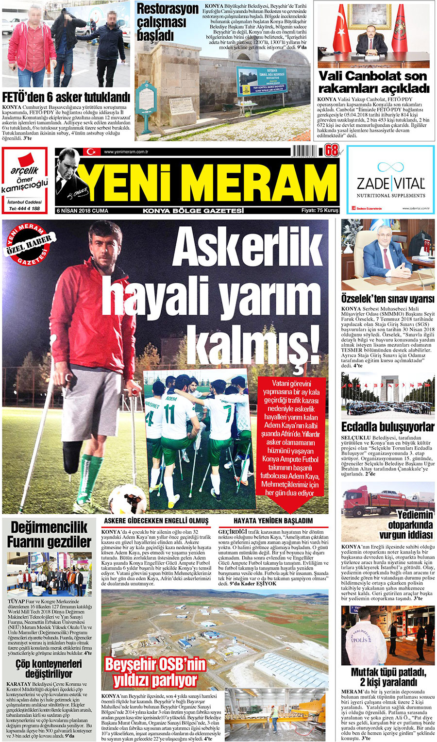 6 Nisan 2018 Yeni Meram Gazetesi